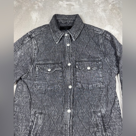 NWOT Blank NYC Quilted Acid Wash Faded Black Button Front Chore Coat Jacket M - Picture 4 of 14